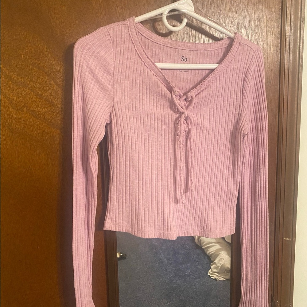 So Women's Pink Ribbed Top
